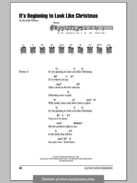 It's Beginning to Look a Lot Like Christmas (Perry Como): Lyrics and chords by Meredith Willson