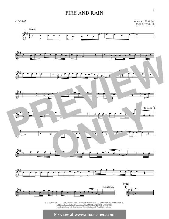 Fire and Rain: For alto saxophone by James Taylor