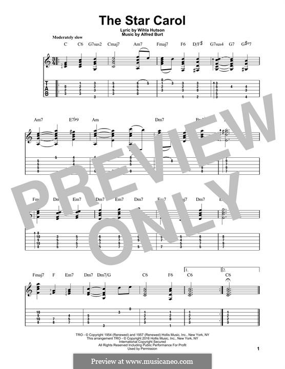 The Star Carol: For guitar with tab by Alfred Burt