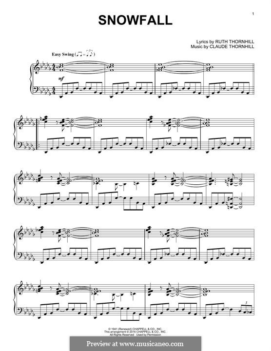 Snowfall (Tony Bennett): For piano by Claude Thornhill, Ruth Thornhill