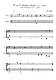 Klein Häschen wollt spazieren gehn: For C-instrument and guitar (very easy version) C Major by Wilhelm Asmus