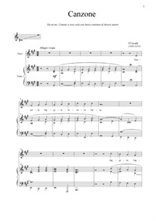 Donzelle, fuggite: For voice and piano (A Major) by Pietro Francesco Cavalli