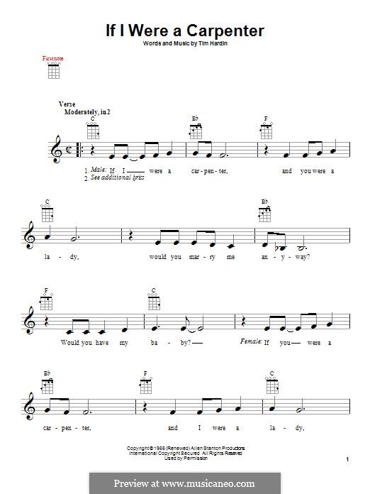 If I Were a Carpenter: For ukulele by Tim Hardin