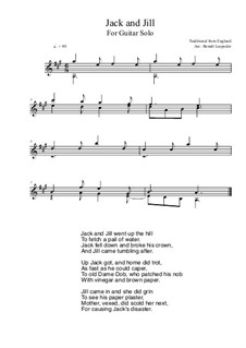 Jack and Jill: For guitar solo (A Major) by folklore