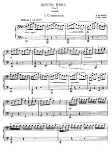 Six Easy Pieces for Piano Four Hands, J.9–14 Op.3: Complete set by Carl Maria von Weber