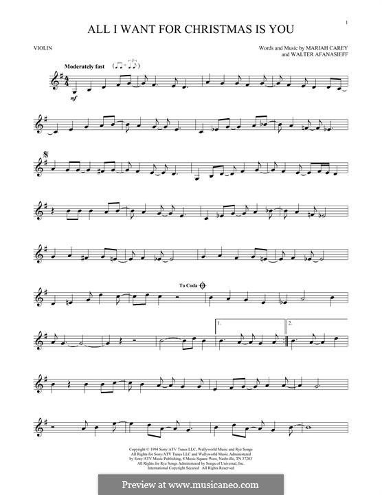 Instrumental version: For violin by Mariah Carey, Walter Afanasieff