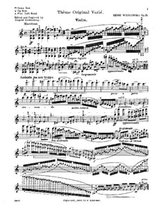 Variations on an Original Theme, Op.15: Solo part by Henryk Wieniawski