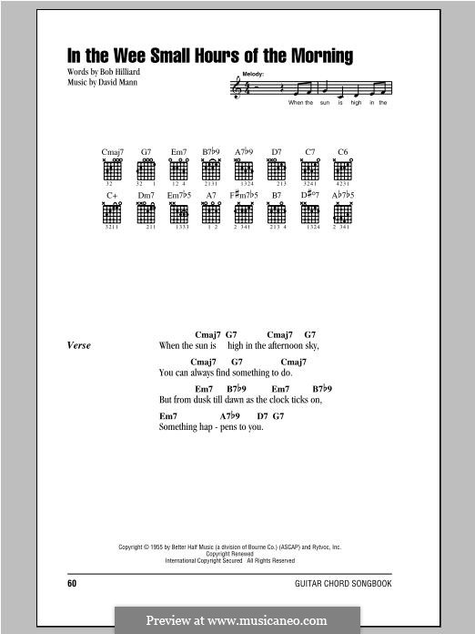 In the Wee Small Hours of the Morning (Frank Sinatra): Lyrics and chords by Dave Mann