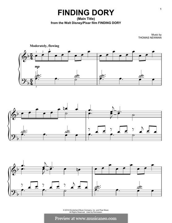 Finding Dory (Main Title): For piano by Thomas Newman