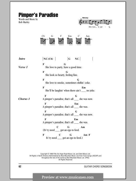 Pimper's Paradise: Lyrics and chords by Bob Marley