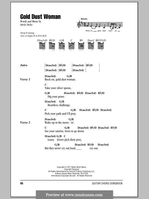 Gold Dust Woman (Fleetwood Mac): Lyrics and chords by Stevie Nicks