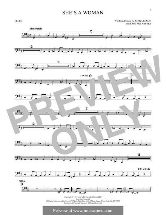 She's a Woman (The Beatles): For cello by John Lennon, Paul McCartney