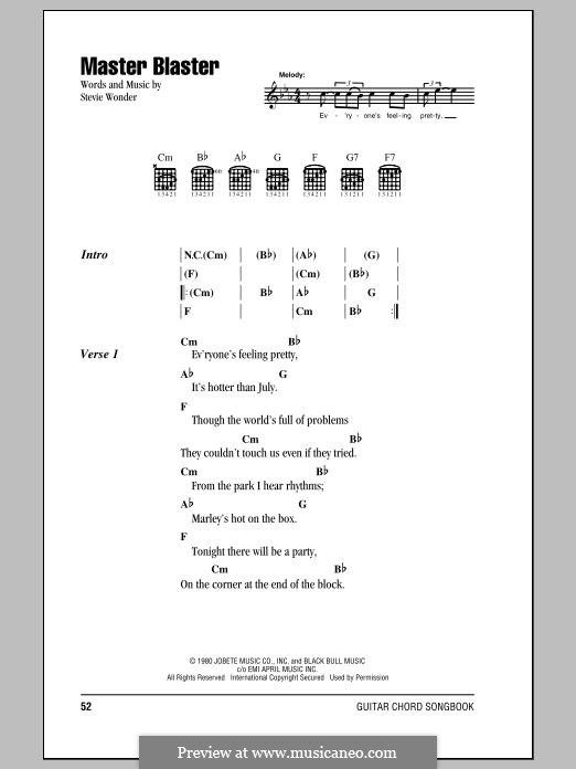 Master Blaster (Jammin'): Lyrics and chords by Stevie Wonder