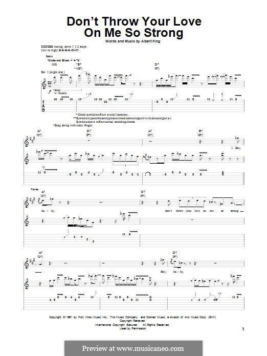 Don't Throw Your Love on Me So Strong: For guitar with tab by Albert King