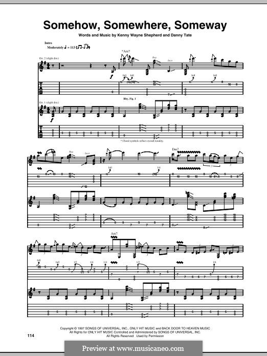 Somehow, Somewhere, Someway: For guitar with tab by Danny Tate, Kenny Wayne Shepherd