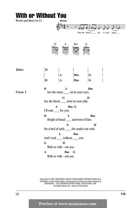 With or without You: Lyrics and chords by U2