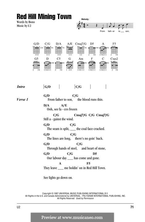 Red Hill Mining Town: Lyrics and chords by U2