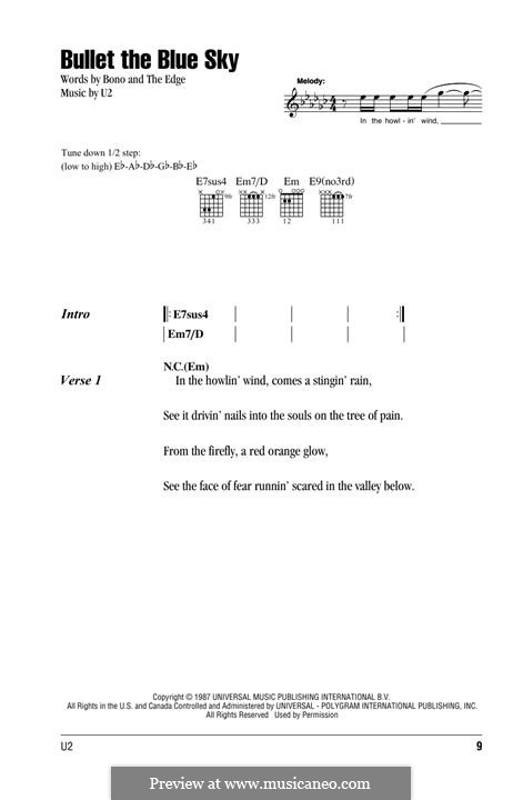 Bullet the Blue Sky: Lyrics and chords by U2