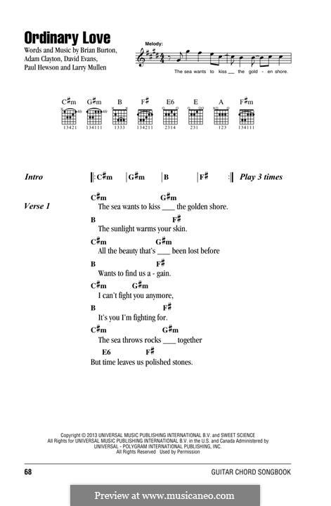 Ordinary Love (U2): Lyrics and chords by Adam Clayton, Brian Burton, David Evans, Larry Mullen Jr., Paul Hewson