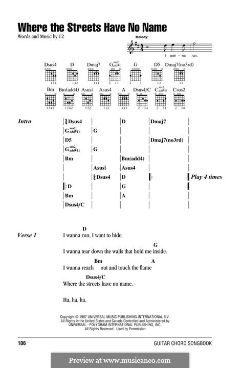 Where the Streets Have no Name: Lyrics and chords by U2