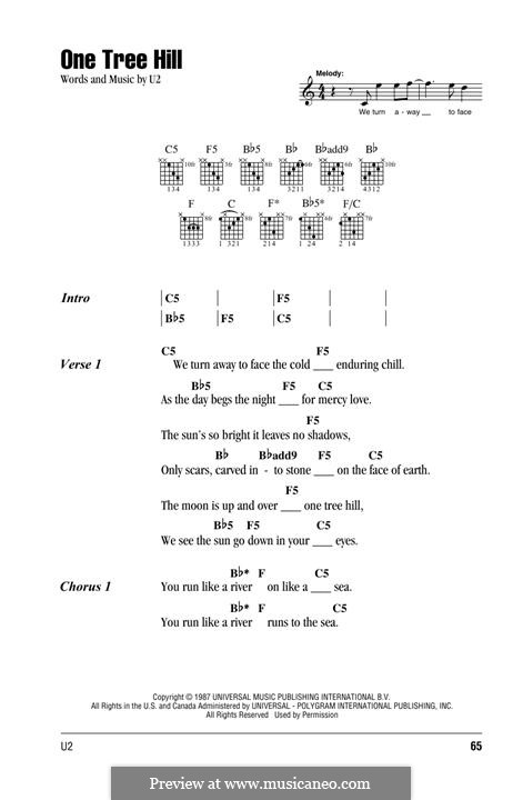 One Tree Hill: Lyrics and chords by U2