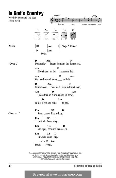 In God's Country: Lyrics and chords by U2