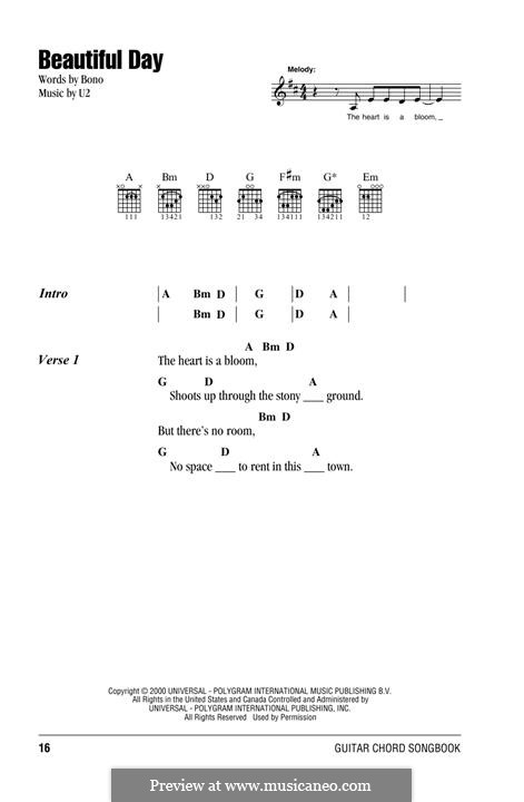 Beautiful Day: Lyrics and chords by U2