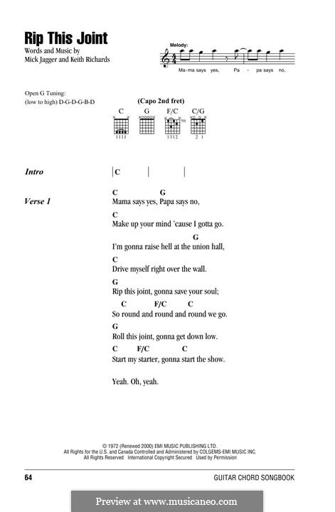 Rip This Joint (The Rolling Stones): Lyrics and chords by Keith Richards, Mick Jagger