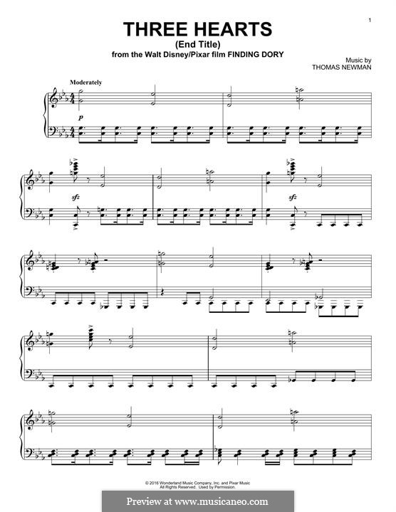 Three Hearts (End Title): For piano by Thomas Newman