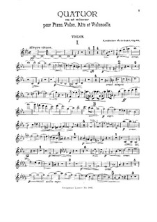 Piano Quartet in C Minor, Op.61: Violin part by Władysław Żeleński