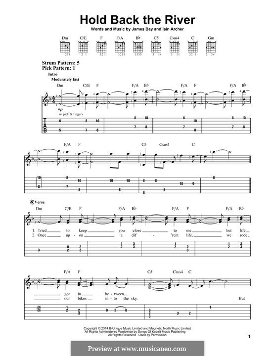 Hold Back the River: For guitar with tab by Iain Archer, James Bay