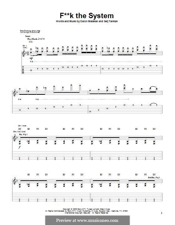 F**k The System (System of a Down): For guitar with tab by Daron Malakian, Serj Tankian