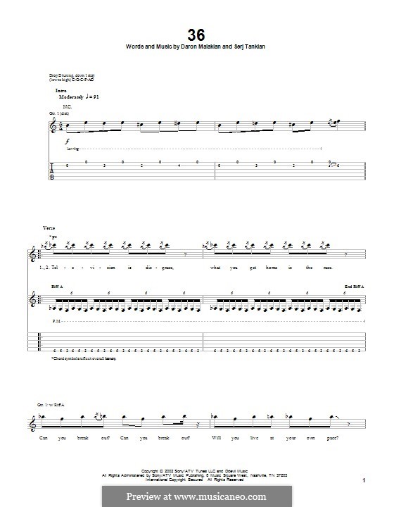 36 (System of a Down): For guitar with tab by Daron Malakian, Serj Tankian