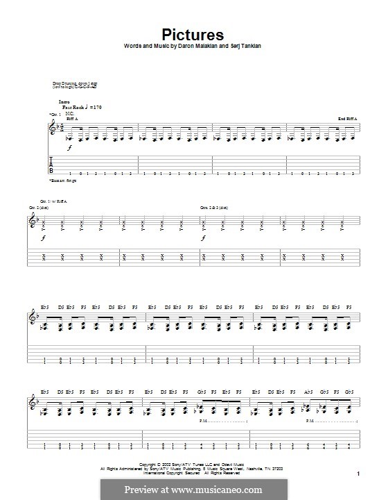 Pictures (System of a Down): For guitar with tab by Daron Malakian, Serj Tankian