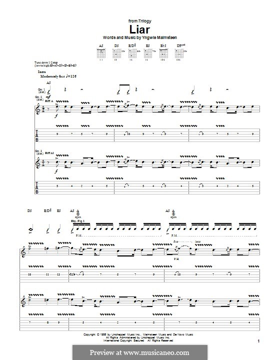 Liar: For guitar with tab by Yngwie Malmsteen