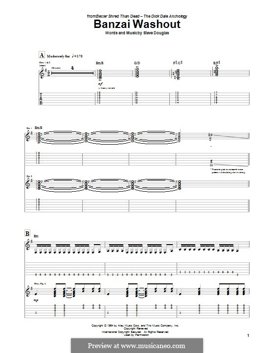 Banzai Washout Dick Dale By S Douglas Sheet Music On Musicaneo Banzai Washout Dick Dale By S Douglas Sheet Music On Musicaneo