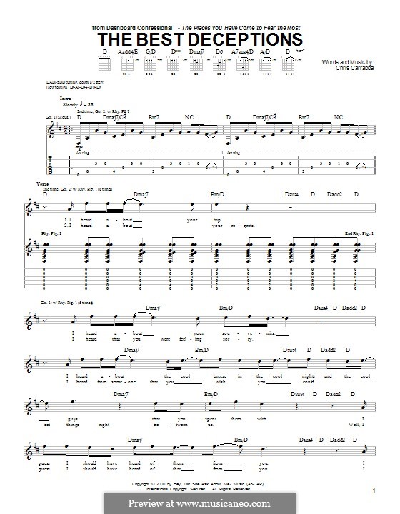 The Best Deceptions (Dashboard Confessional): For guitar with tab by Chris Carrabba