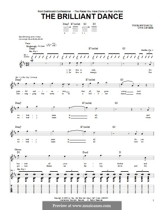 The Brilliant Dance (Dashboard Confessional): For guitar with tab by Chris Carrabba