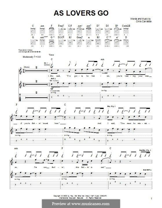 As Lovers Go (Dashboard Confessional): For guitar with tab by Chris Carrabba