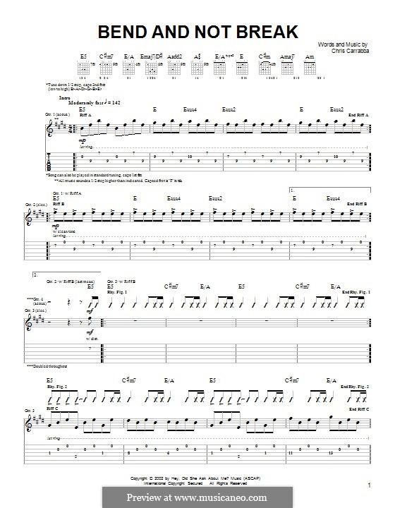Bend and not Break (Dashboard Confessional): For guitar with tab by Chris Carrabba