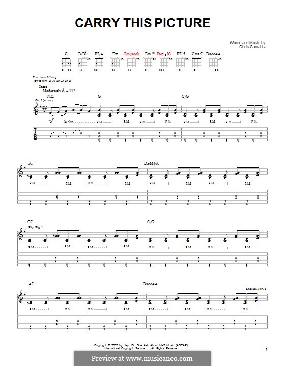 Carry This Picture (Dashboard Confessional): For guitar with tab by Chris Carrabba