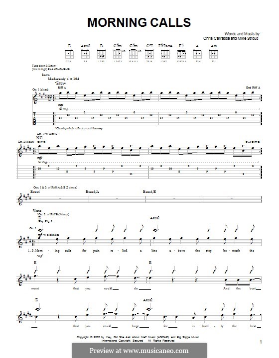 Morning Calls (Dashboard Confessional): For guitar with tab by Chris Carrabba, Mike Stroud