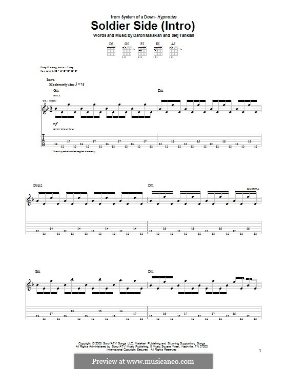 Soldier Side / Intro (System of a Down): For guitar with tab by Daron Malakian, Serj Tankian