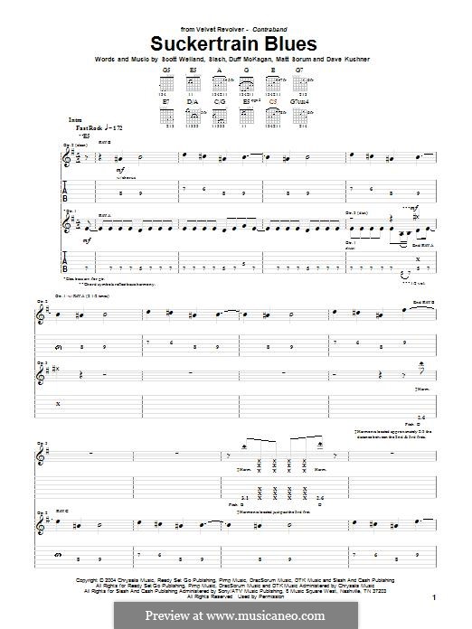 Suckertrain Blues (Velvet Revolver): For guitar with tab by Slash, David Kushner, Duff McKagan, Matt Sorum, Scott Weiland