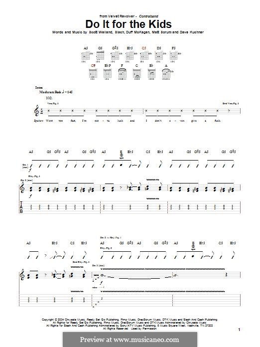 Do It for the Kids (Velvet Revolver): For guitar with tab by Slash, David Kushner, Duff McKagan, Matt Sorum, Scott Weiland