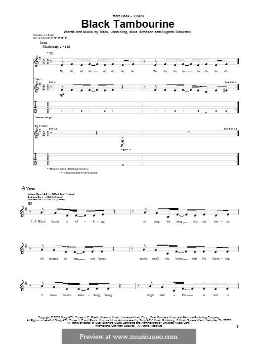 Black Tambourine (Beck): For guitar with tab by John King, Mike Simpson, Eugene Blacknell