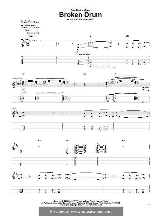 Broken Drum (Beck): For guitar with tab by Beck Hansen