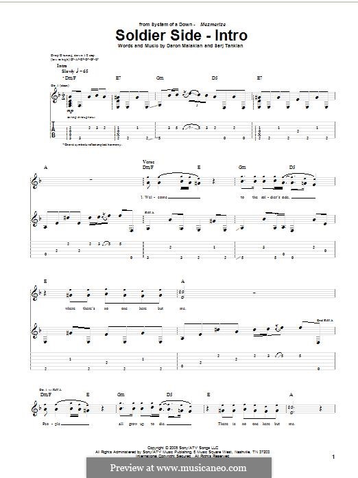 Soldier Side / Intro (System of a Down): For guitar with tab by Daron Malakian, Serj Tankian