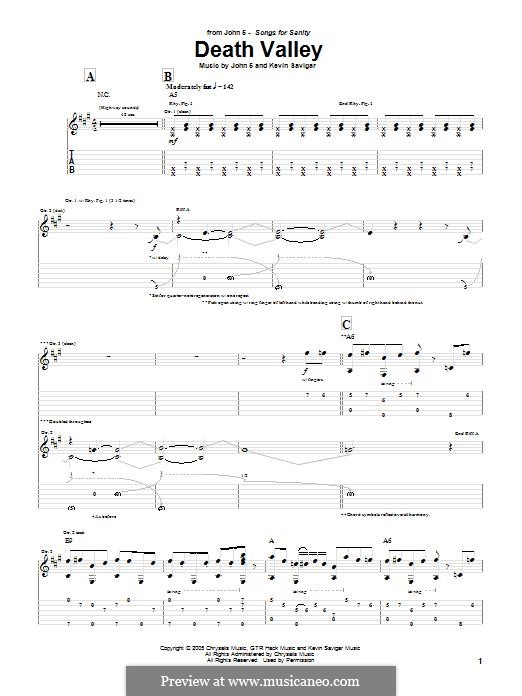 Death Valley (John 5) by K. Savigar sheet music on MusicaNeo