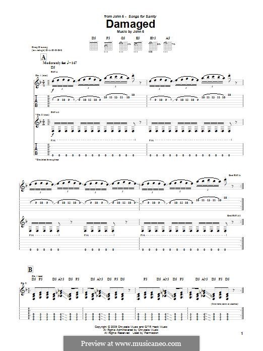 Damaged: For guitar with tab by John 5